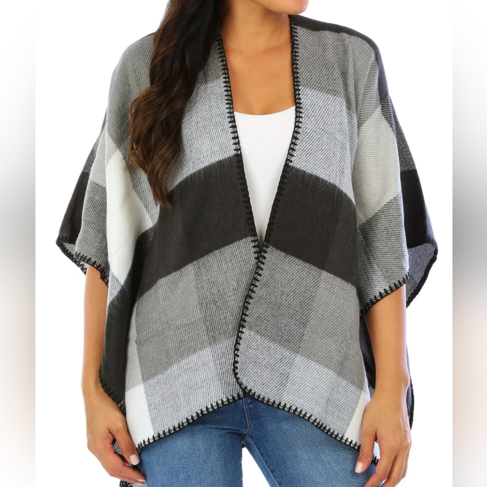 🆕 Sealed| Women's Plaid Reversible Ruana/ Poncho
